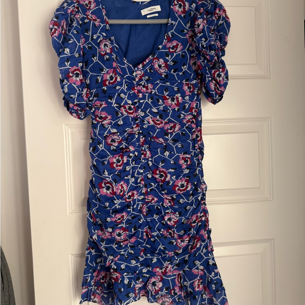 Isabel Marant Floral Blue Dress with Pink Accents